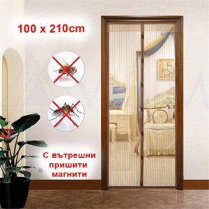 Ресни+Мрежа+с+магнити+комарник+100см+210см+кафява